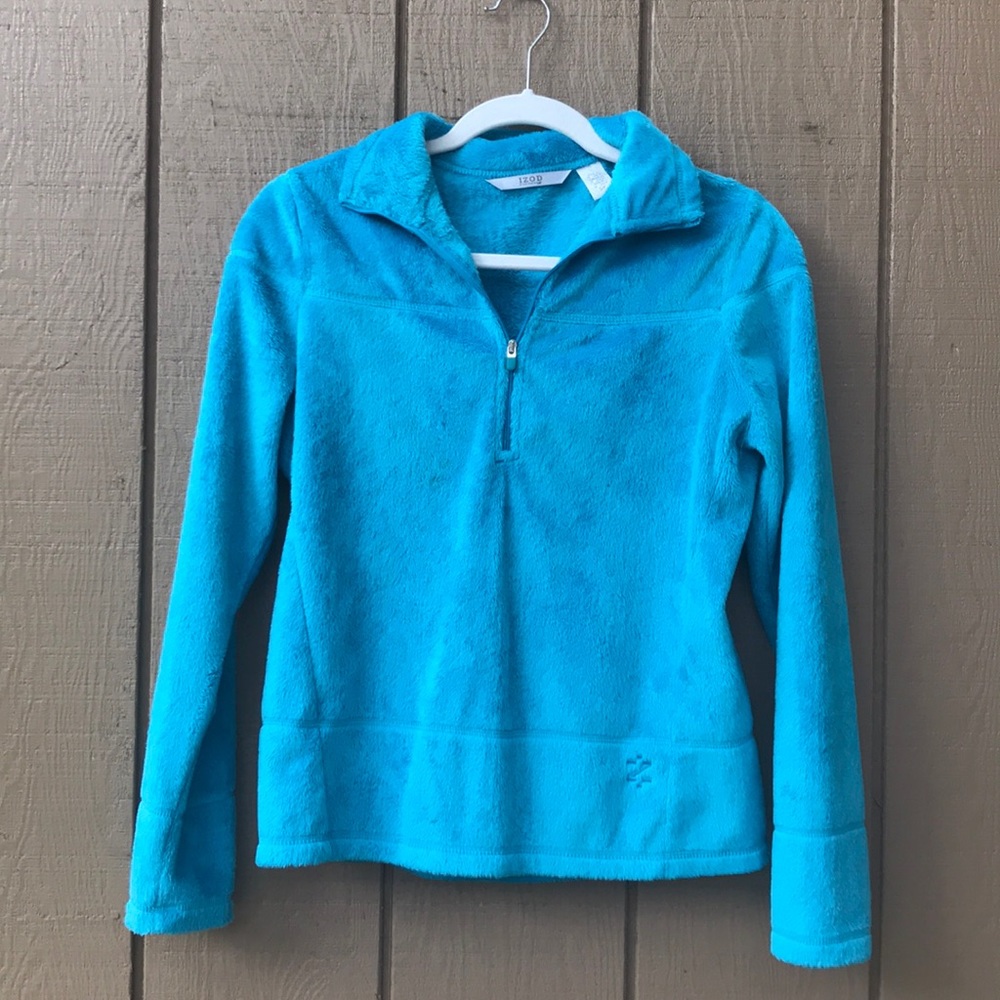 Aqua Blue Fuzzy 1/4 Zip Pullover